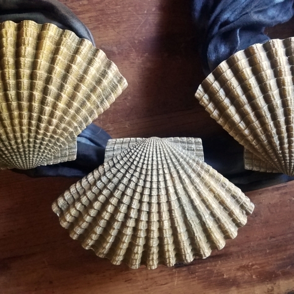 Set of 3 Scalloped Nautilus Towel Or Fabric Holders. - Picture 2 of 7